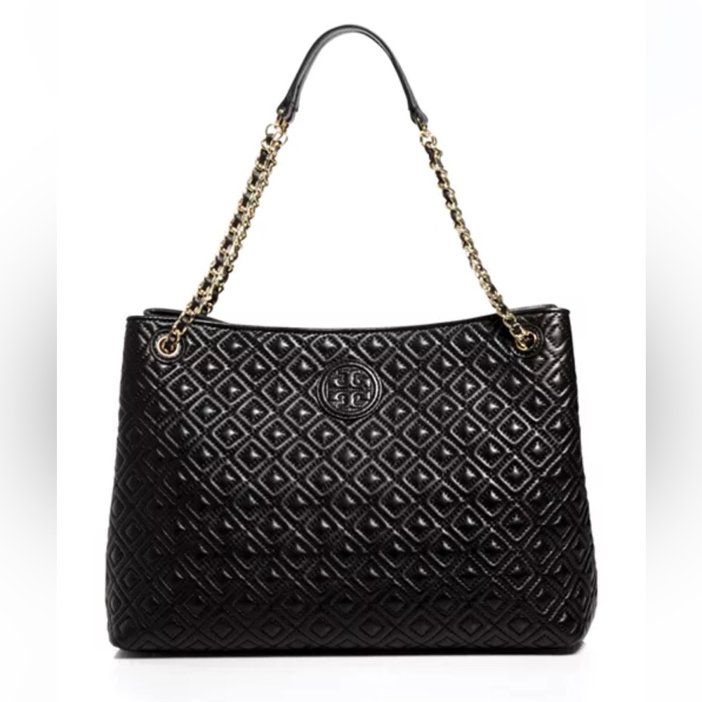 NIB Tory Burch Marion Black Quilted leather bag with gold hardware